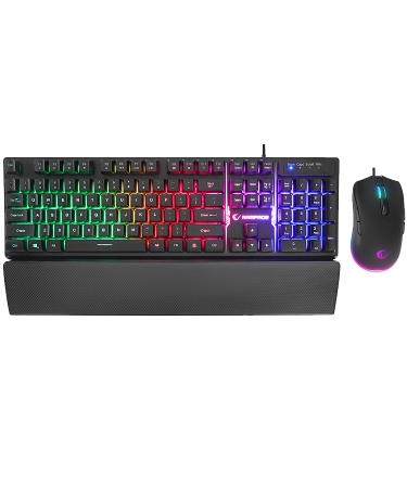 Tastatura + miš gaming RAMPAGE KM-RX7 FORTUNA Rainbow Backlit FULL SIZE US/ENGLISH Layout 6400 dpi Mouse COMBO SET, 39908