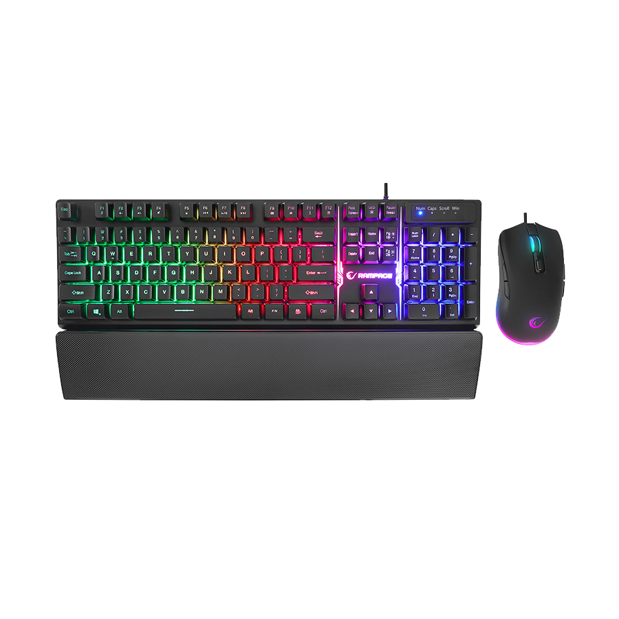 Tastatura + miš gaming RAMPAGE KM-RX7 FORTUNA Rainbow Backlit FULL SIZE US/ENGLISH Layout 6400 dpi Mouse COMBO SET, 39908