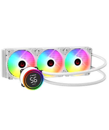 CPU hladnjak AIO Liquid RAMPAGE HELIOS C17 White 12cm Fan Temperature Display Intel LGA1700/AMD AM5 ARGB 360mm Liquid Cooling CPU Fan 40918