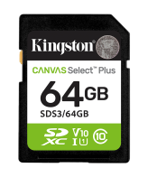 SD card Kingston 64 GB SDS3/64GB  Class10 Canvas Select Plus SD adapter;100MBs Read,Class 10 UHS-I