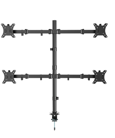 NOSAČ ZA ČETRI MONITORA GEMBIRD MA-D4-01, montaža na stol, (tilting, swivel), 13”-32”, up to 10 kg