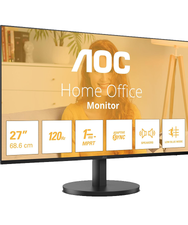 MONITOR AOC 27B31H 27" IPS, 1920x1080, 120Hz, 1ms MPRT, 300 cd/m2, 1500:1, Adaptive Sync, VGA, HDMI, Tilt, Black, VESA, 3y