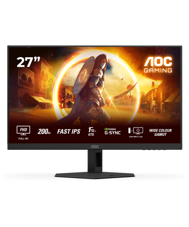 MONITOR AOC Gaming 27G4HRE 27" Fast IPS, 1920x1080, 200Hz, 0.5ms MPRT (1ms GtG), 300 cd/m2, 1000:1, Adaptive Sync, G-Sync Compatible, HDR10, 2x HDMI,