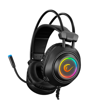 Slušalice sa mikrofonom gaming RAMPAGE RM-K19 RAGING PLUS Black USB 7.1 Version RGB Led Gaming Headset with Microphone, 32915