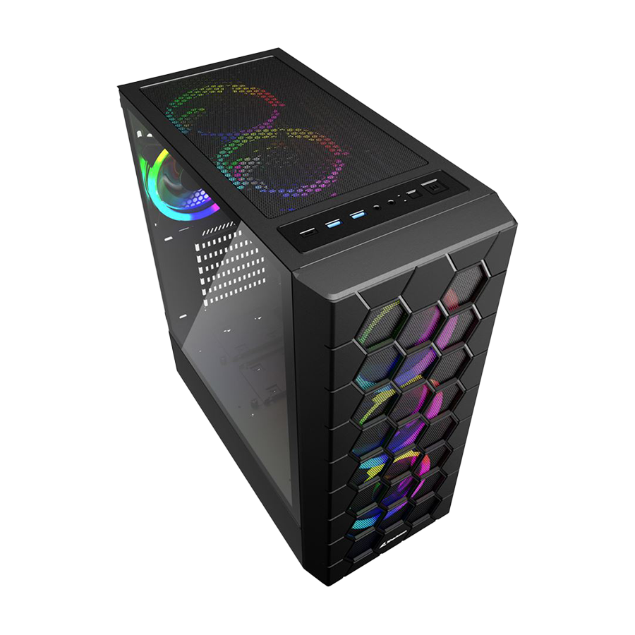 Kućište SHARKOON gaming, RGB HEX bk ATX, Tempered Glass, ventilator 4x120mm, black - Image 3