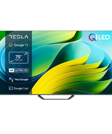TESLA QLED TV 75" Q75E655GUS UHD Google TV, DVB-T/T2/C/S/S2;HDMIx3:USBx2:CI;2x12W Box Zvucnici