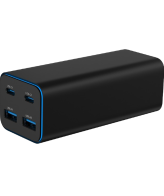 USB punjač 2xType-C + 2xUSB-A 4-port 100 W GaN USB PowerDelivery fast charger, black, GEMBIRD, TA-UC-2A2C-PD100-01-BK
