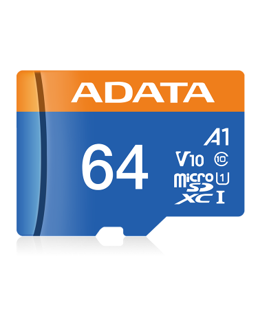 MICRO SD ADATA 64GB Premier UHS-I Class 10 / V10 100/25 Mbps AUSDX64GUICL10A1-RA1