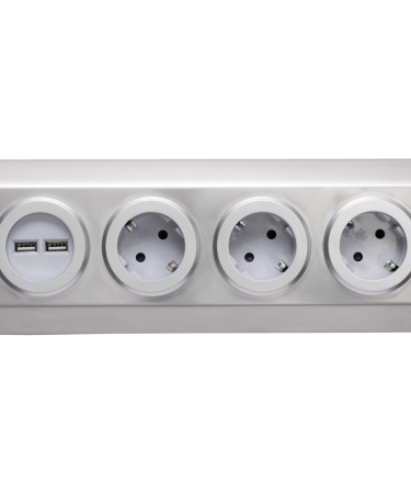 home Strujni razdjeljnik sa 3 utičnice + USB, INOX - KNV 03/USB