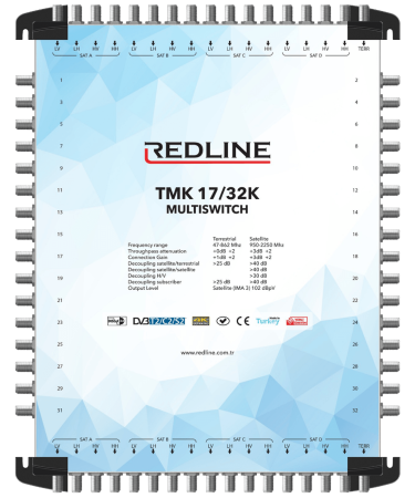 REDLINE Multišalter 4 satelita na 32 utičnice,kaskadni(bez adaptera) - TMK 17/32K