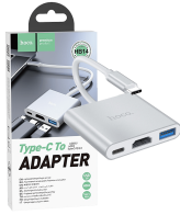 hoco. Konverter USB HUB type C to USB3.0/HDMI/PD - HB14 Easy use