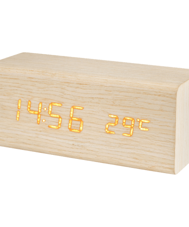 home Sat sa alarmom i termometrom, drveno kućište - OC 06