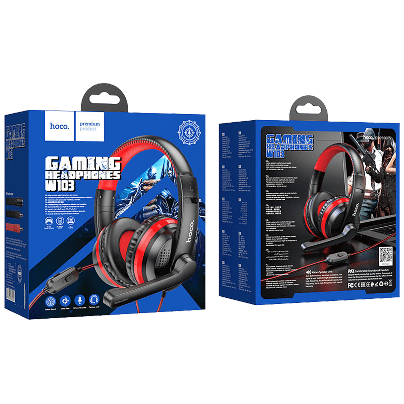 hoco. Slušalice sa mikrofonom, gaming, 3.5 mm, crvena - W103 Magic tour, Red - Image 5