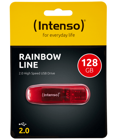 (Intenso) USB Flash drive 128GB Hi-Speed USB 2.0, Rainbow Line, RED - USB2.0-128GB/Rainbow