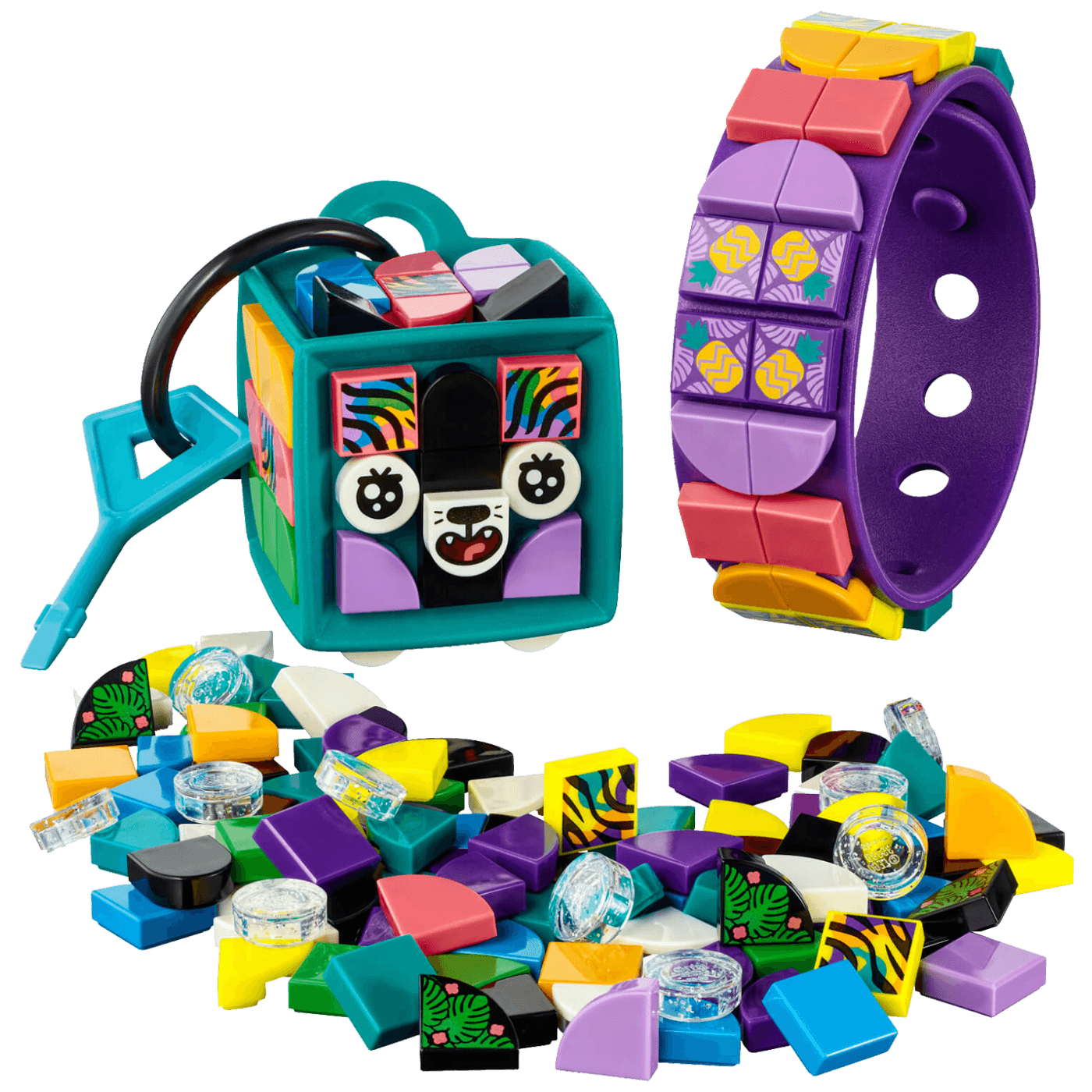 Lego Narukvica i privjesak za torbu - Neonski tigar, LEGO Dots - Image 3