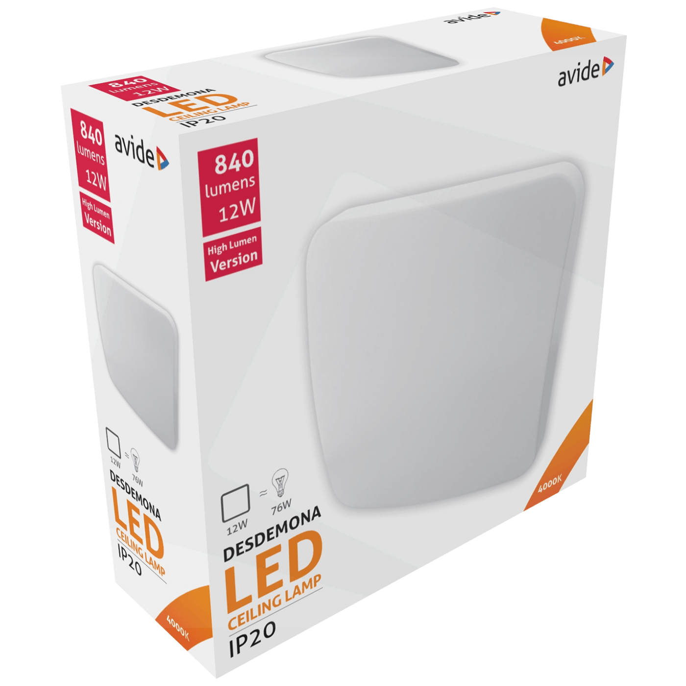 Avide Plafonjera LED, Desdemona, 12W, 840 lm, 4000K, IP20 - ACLO28NW-S-12W - Image 2