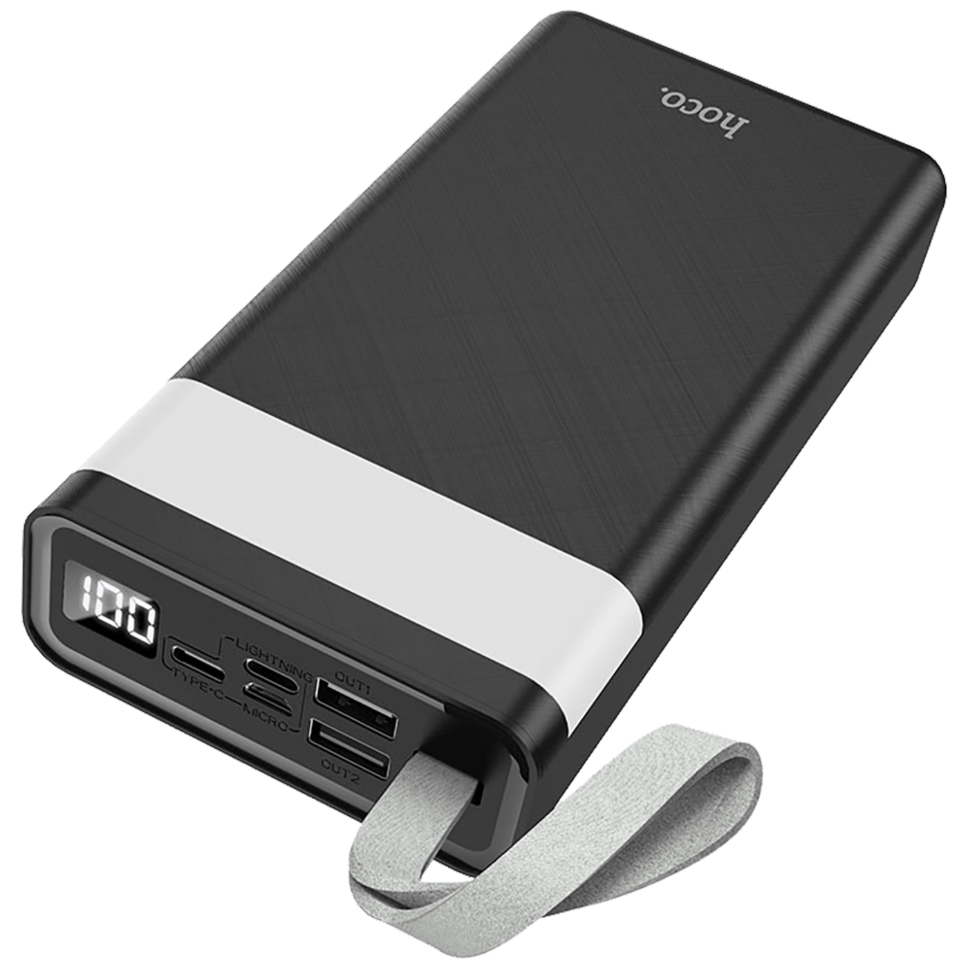 hoco. Punjač prijenosni sa lampom, Hoco j73, 30000mAh, 2A / 2A - J73 Powerful, Black - Image 5