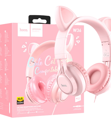 hoco. Slušalice sa mikrofonom, mačje uši, pink - W36 slušalice Mačje uši,Pink