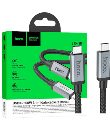hoco. USB kabl za smartphone, 100W, US06, USB3.2 type C,  1 met. - US06 1M