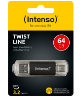 (Intenso) USB Flash drive 64GB, USB 3.2, USB-C, USB-A, Twist Line - USB3.2-64GB/Twist Line