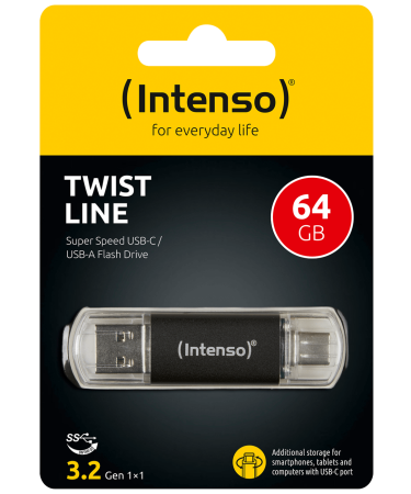 (Intenso) USB Flash drive 64GB, USB 3.2, USB-C, USB-A, Twist Line - USB3.2-64GB/Twist Line