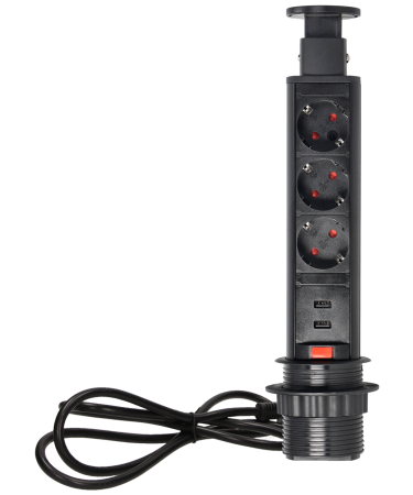 Orno Produžni kabel sa 3 x Schuko utičnice + 2 x USB, ugradbena - OR-AE-1349(GS)/B