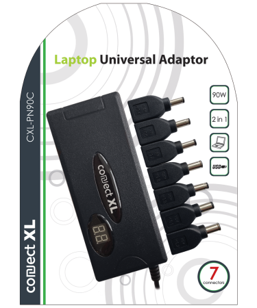 Connect XL Adapter za laptop,univerzalni, 90W, 2u1 AC+Auto, LCD display - CXL-PN90C
