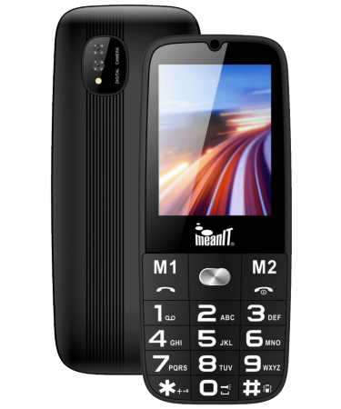MeanIT Telefon mobilni, SOS tipka, LED svjetiljka - SENIOR 15, Crni