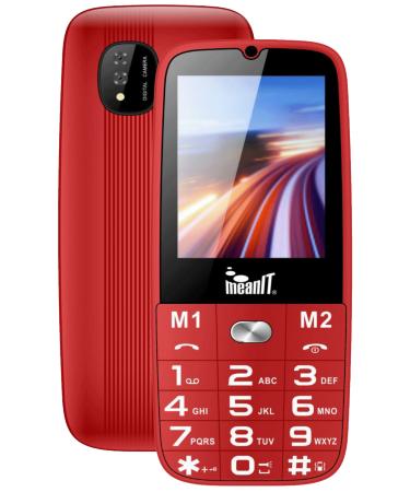 MeanIT Telefon mobilni, SOS tipka, LED svjetiljka - SENIOR 15, Crveni