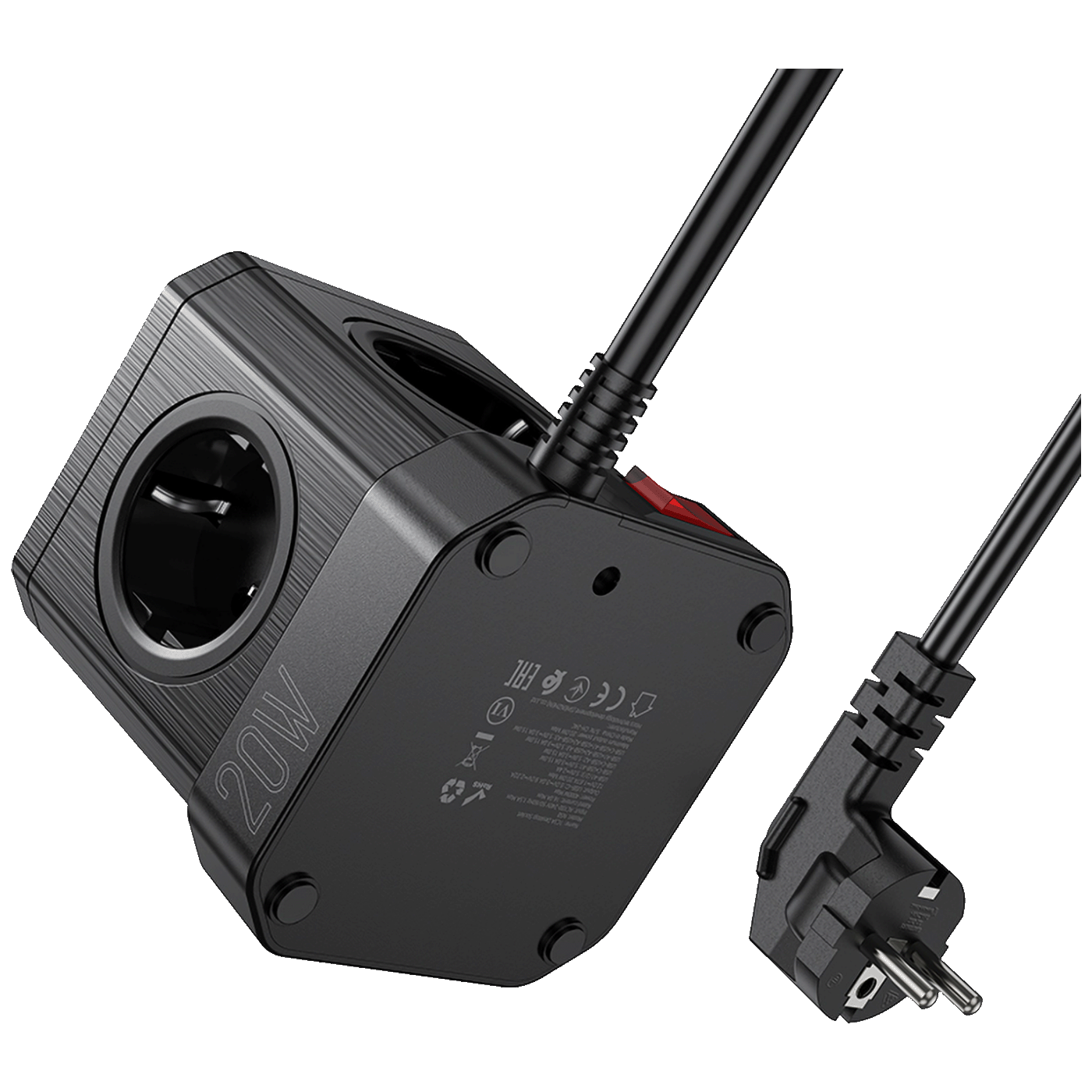 hoco. Produžni kabl, 5 utičnica, 3 x USB, 1 x USB C PD20W, 2 met. - NS8 Sharp - Image 5