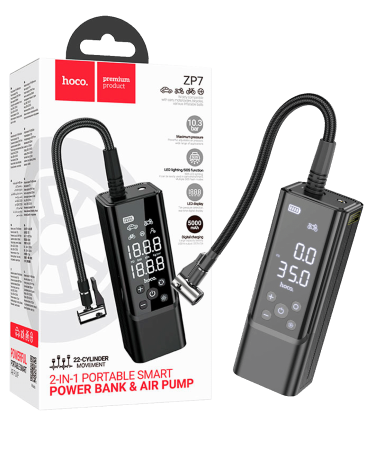 hoco. Pametni kompresor, 5000 mAh, LED zaslon, USB type C - ZP7 Maddy