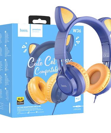 hoco. Slušalice sa mikrofonom, mačje uši, plava - W36 Cat ear, midnight blue