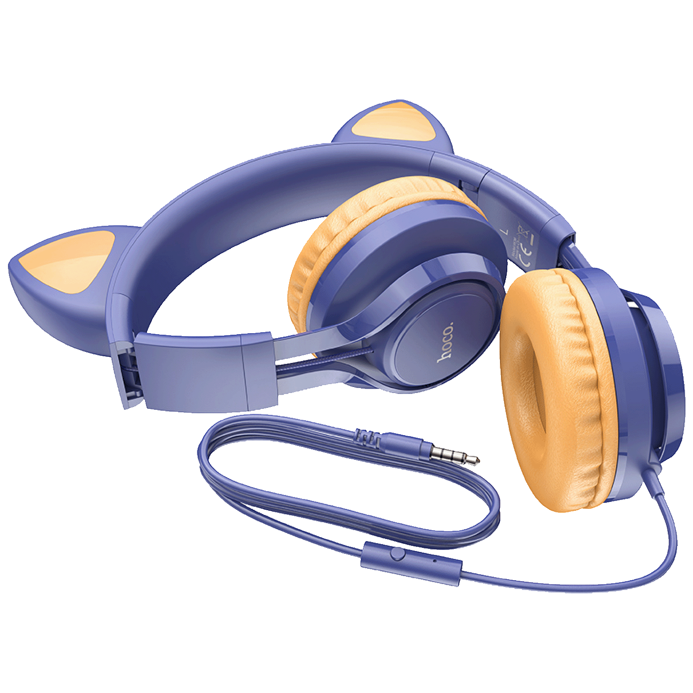 hoco. Slušalice sa mikrofonom, mačje uši, plava - W36 Cat ear, midnight blue - Image 3
