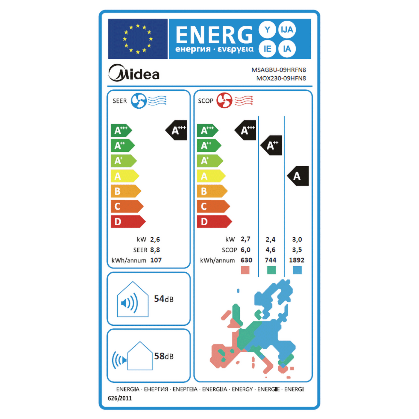 Midea Klima uređaj, split sistem, 9000 Btu, -20°C, R32, WiFi, A++ - Xtreme Save Pro; MGP2X-09-SP - Image 5