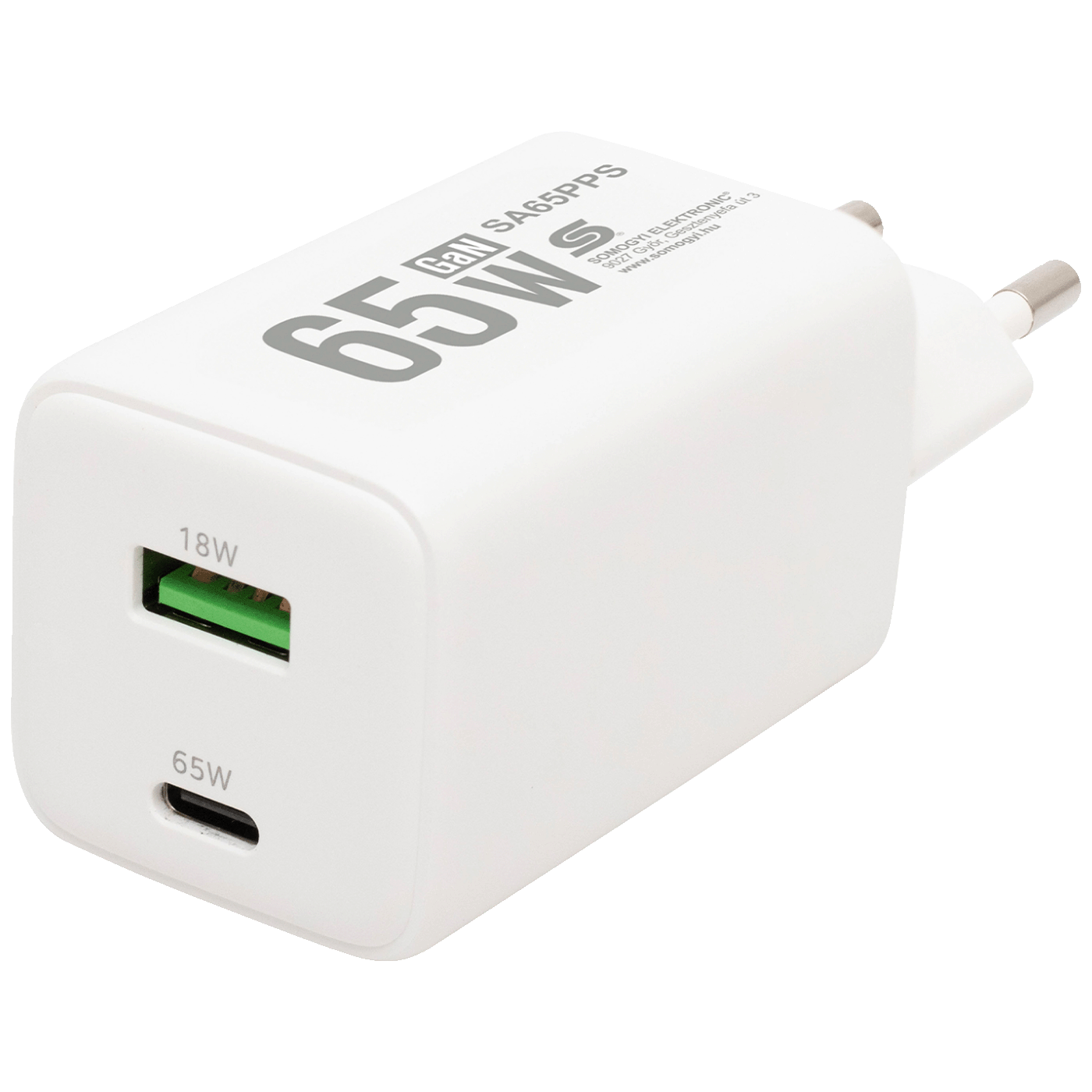 home Punjač kučni, brzi, 1 x USB-A, 1 x UCB-C, 65W, GaN - SA65PPS