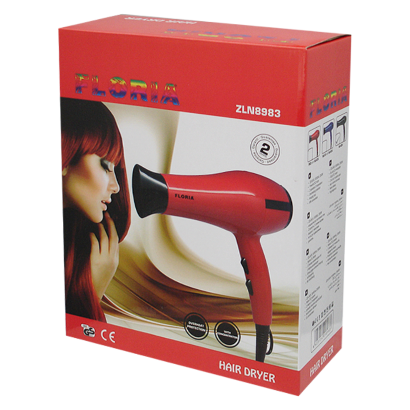 Floria Fen za kosu, 2000 W, crna - ZLN8983/BK - Image 2