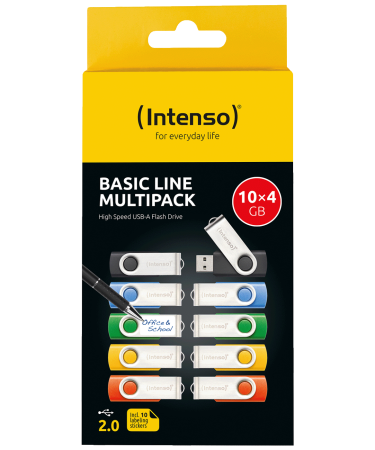 (Intenso) USB Flash Drive 4GB Hi-Speed, Basic Line, pakiranje 10 kom. - USB 2.0-10x4GB/Basic Line Multipack