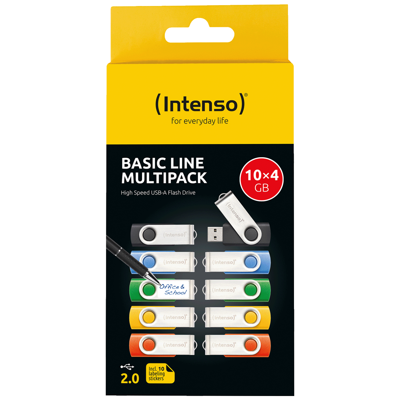 (Intenso) USB Flash Drive 4GB Hi-Speed, Basic Line, pakiranje 10 kom. - USB 2.0-10x4GB/Basic Line Multipack