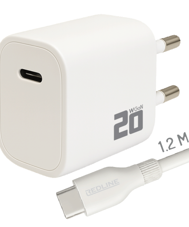 REDLINE Punjač sa USB-C to USB-C kablom, brzi, 20W - PD202C+CC1.2M