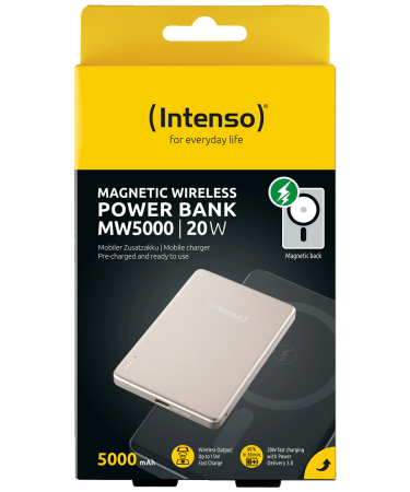 (Intenso) Prijenosni punjač, MagSafe, 5000mAh, bežični, Champagne - POWERBANK MW5000 Champagne
