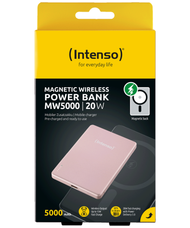 (Intenso) Prijenosni punjač, MagSafe, 5000mAh, bežični, Rose - POWERBANK MW5000 Rose