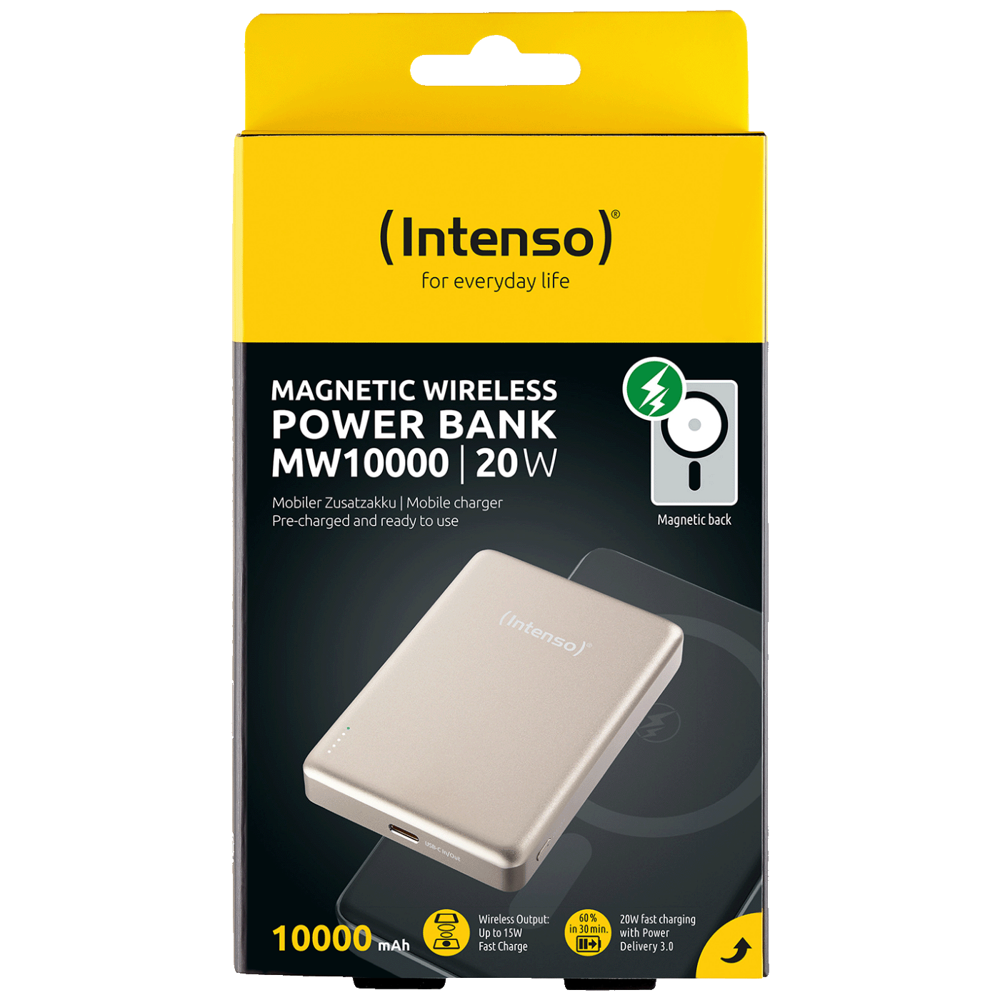(Intenso) Prijenosni punjač, MagSafe, 10000mAh, bežični - POWERBANK MW10000 Champagne - Image 2
