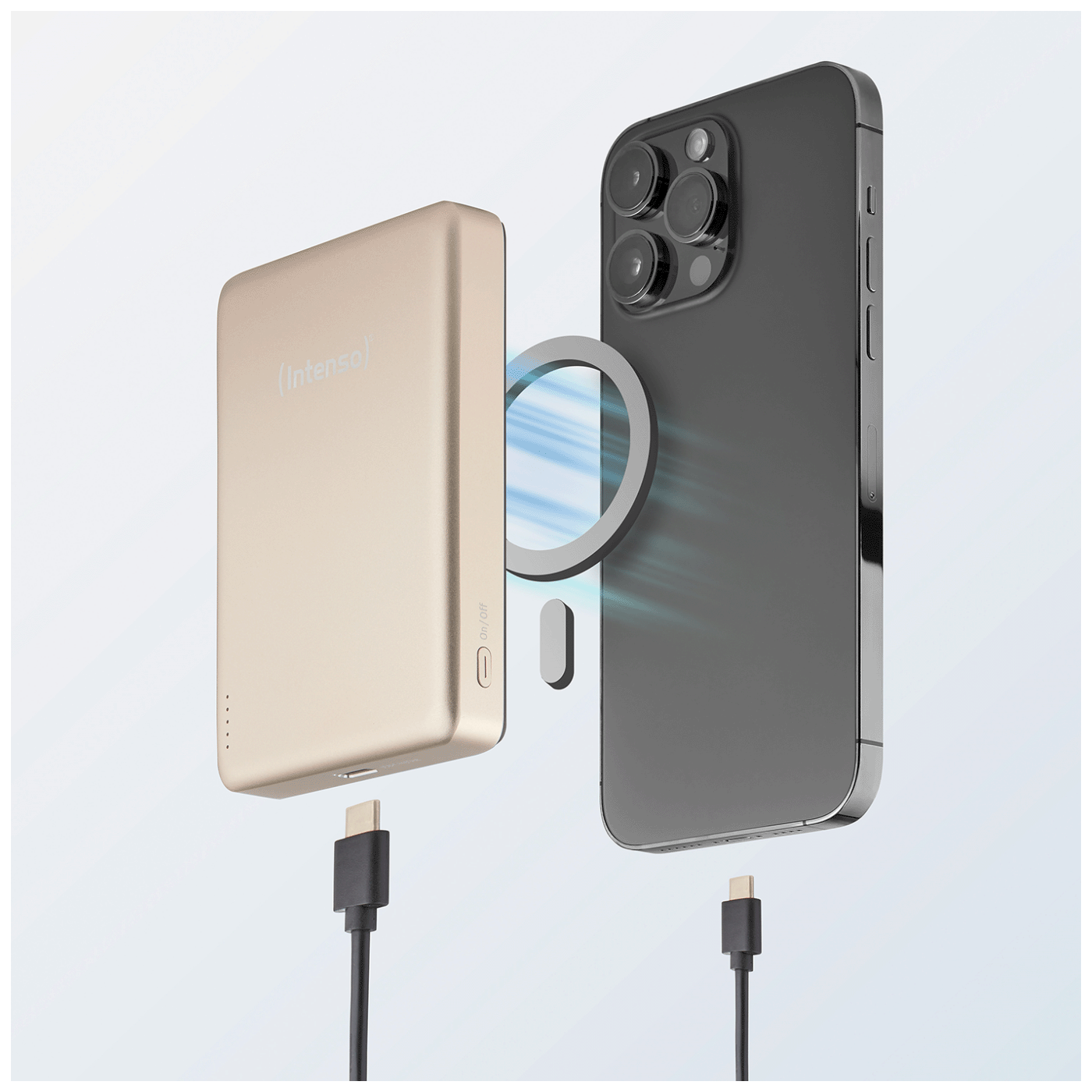 (Intenso) Prijenosni punjač, MagSafe, 10000mAh, bežični - POWERBANK MW10000 Champagne - Image 3