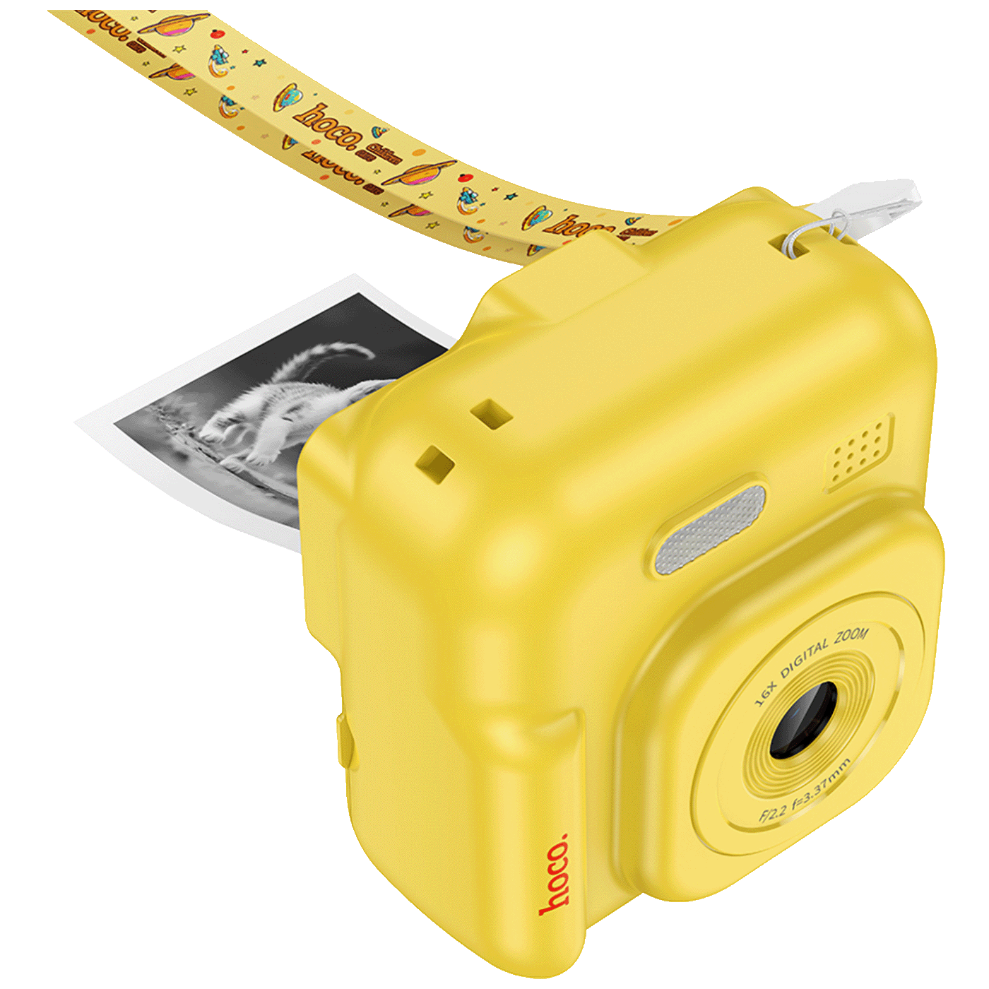 hoco. Dječija kamera sa printerom, 2" IPS LCD, 1080p - DV211 Yellow