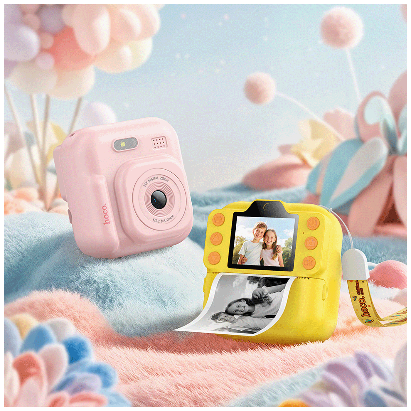 hoco. Dječija kamera sa printerom, 2" IPS LCD, 1080p - DV211 Yellow - Image 6