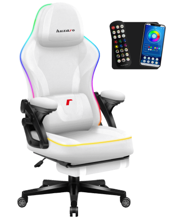 Huzaro Gaming stolica, RGB, Bluetooth - 4.6 White Mesh RGB Smart