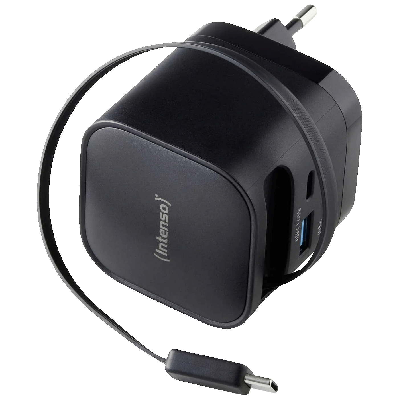(Intenso) Punjač kučni sa type C kabelom, brzi, 1xUSB-A, 1xUCB-C, 65W - Power Adapter W65ACIC GaN Black - Image 2