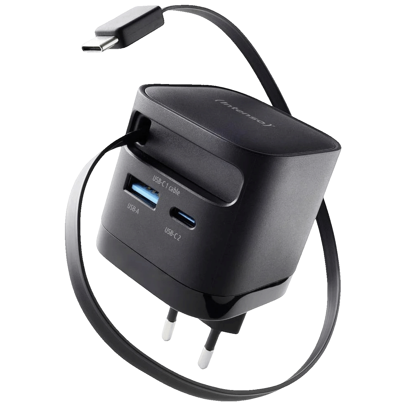 (Intenso) Punjač kučni sa type C kabelom, brzi, 1xUSB-A, 1xUCB-C, 65W - Power Adapter W65ACIC GaN Black - Image 3