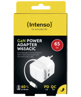 (Intenso) Punjač kučni sa type C kabelom, brzi, 1xUSB-A, 1xUCB-C, 65W - Power Adapter W65ACIC GaN White