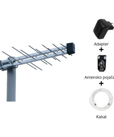 Iskra Antena Loga UHF sa pojačalom, dobit 16 dB, F-konektor - P-20 DTT/G H/V